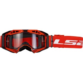 AKINIAI LS2 AURA ENDURO – JUODI / RAUDONI, SKAIDRUS STIKLIUKAS