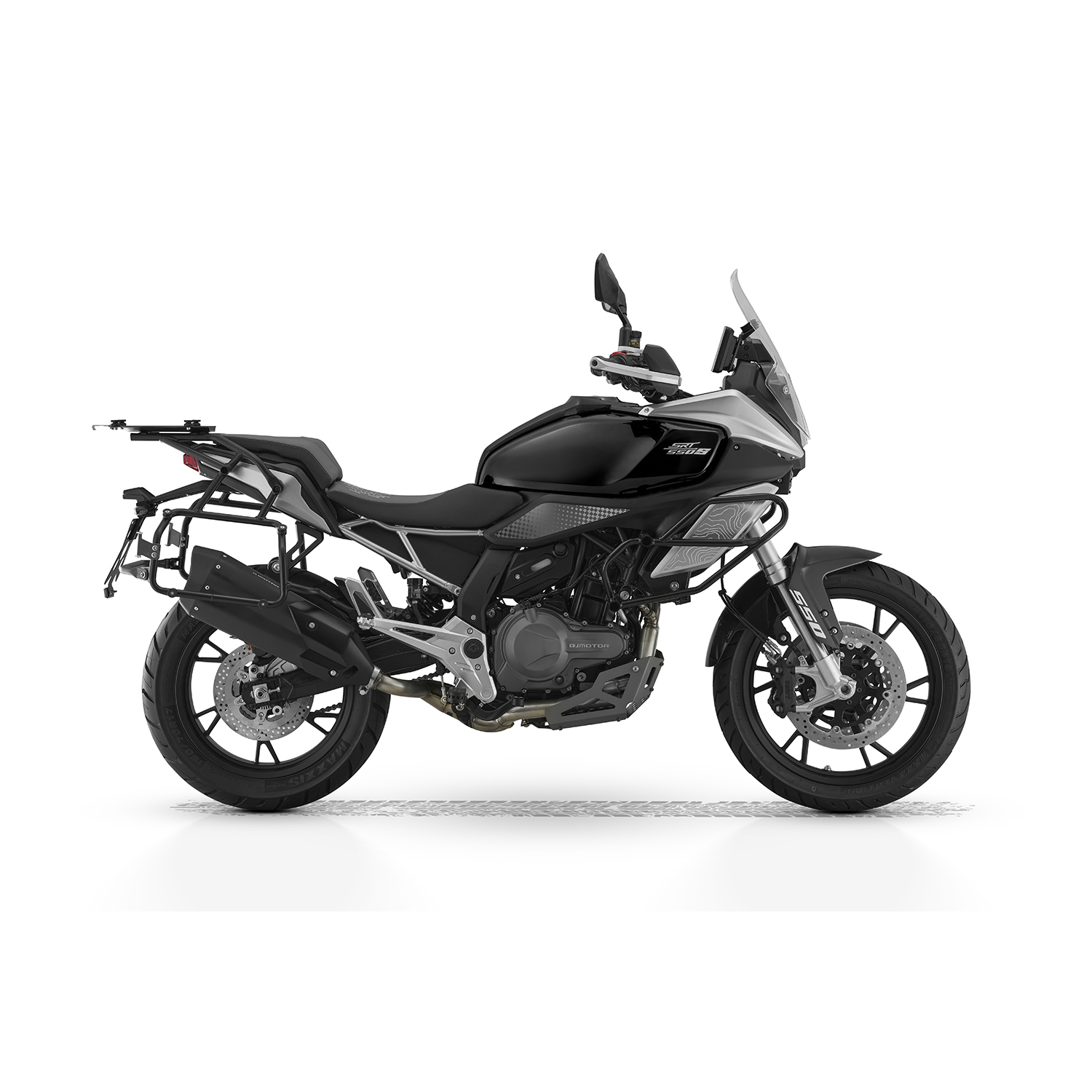 QJMOTOR SRT 600S SU DAIKTADĖŽĖMIS JUODA/SIDABRINĖ PILKA
