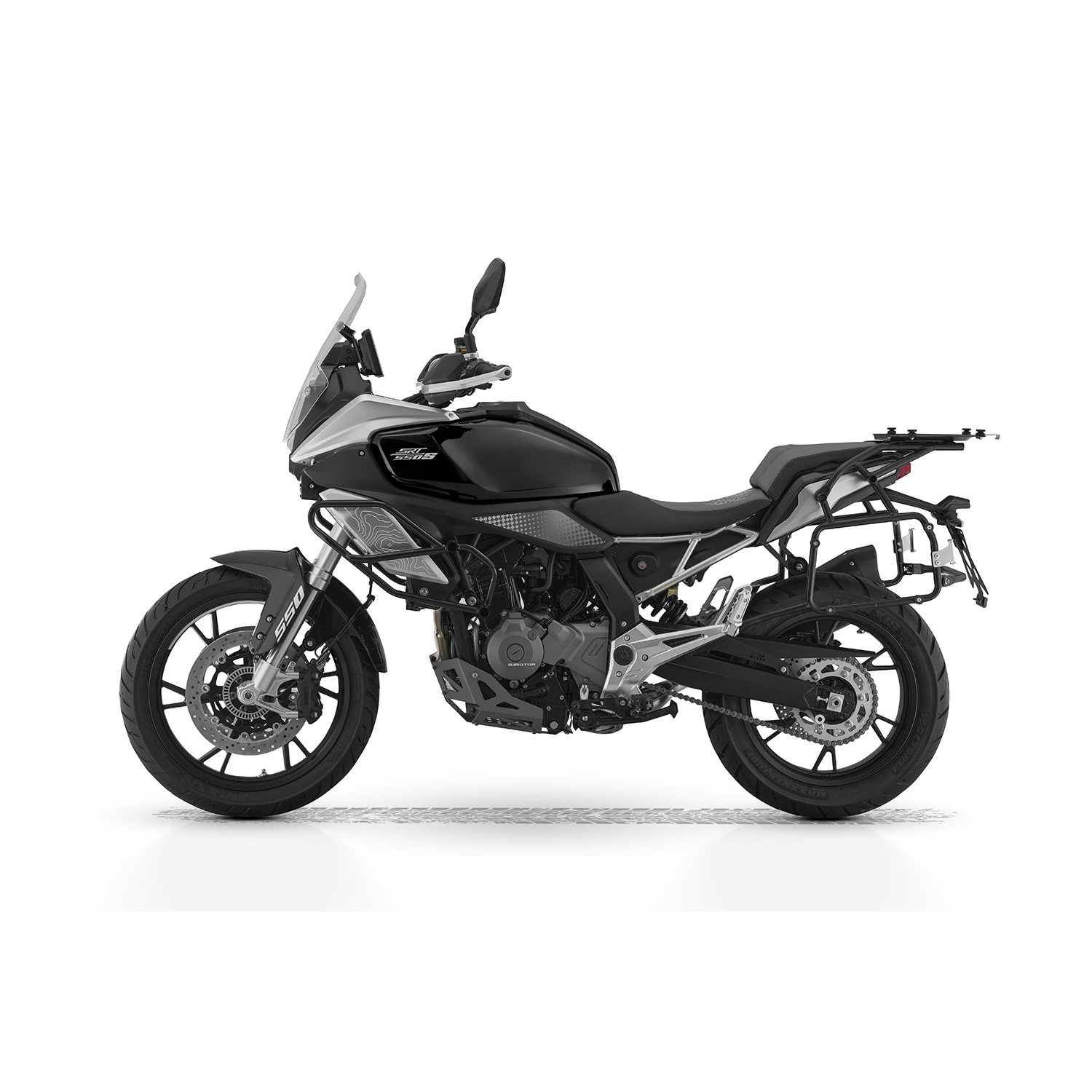 QJMOTOR SRT 600S SU DAIKTADĖŽĖMIS JUODA/SIDABRINĖ PILKA