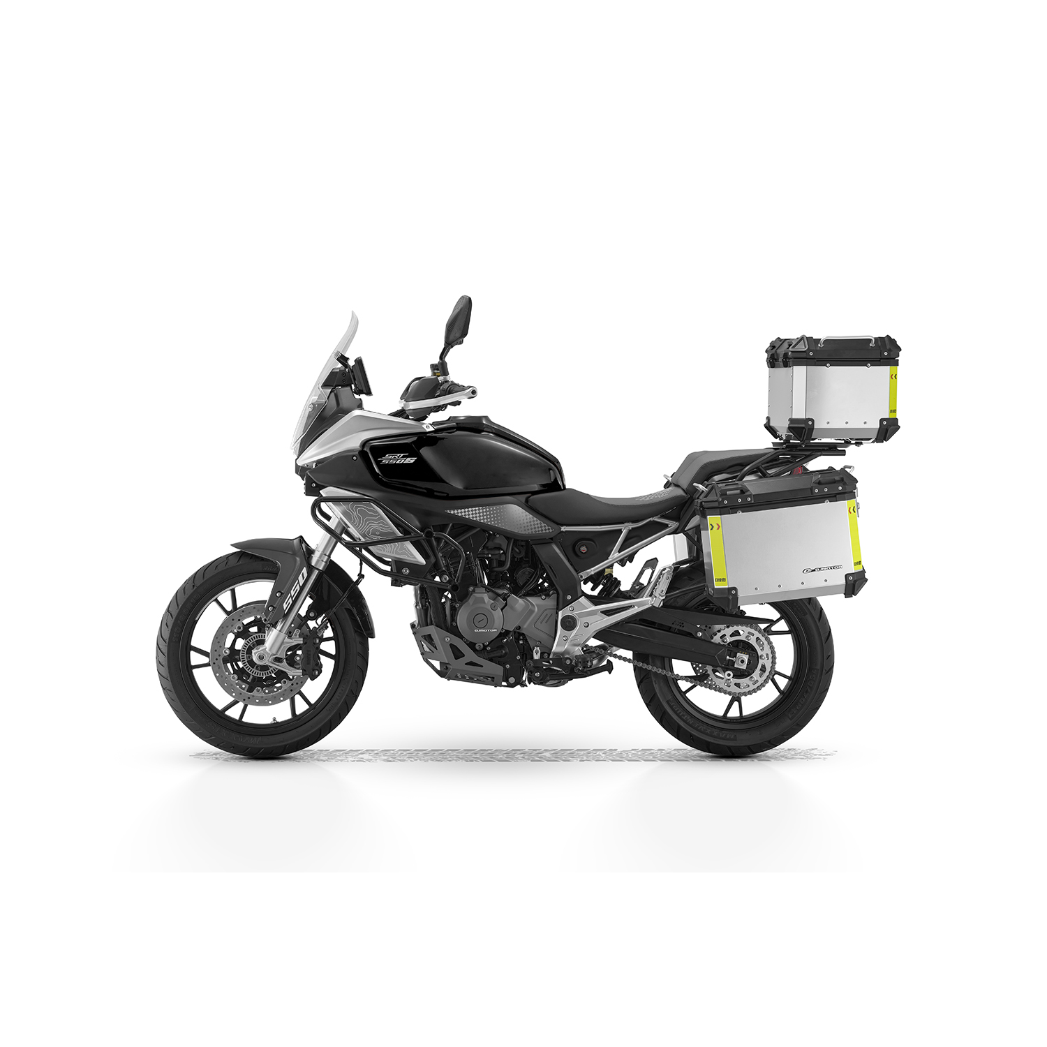 QJMOTOR SRT 600S SU DAIKTADĖŽĖMIS JUODA/SIDABRINĖ PILKA