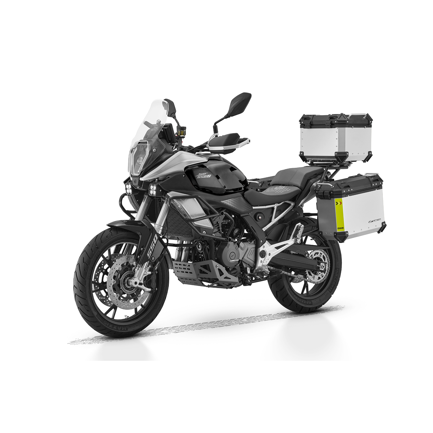 QJMOTOR SRT 600S SU DAIKTADĖŽĖMIS JUODA/SIDABRINĖ PILKA