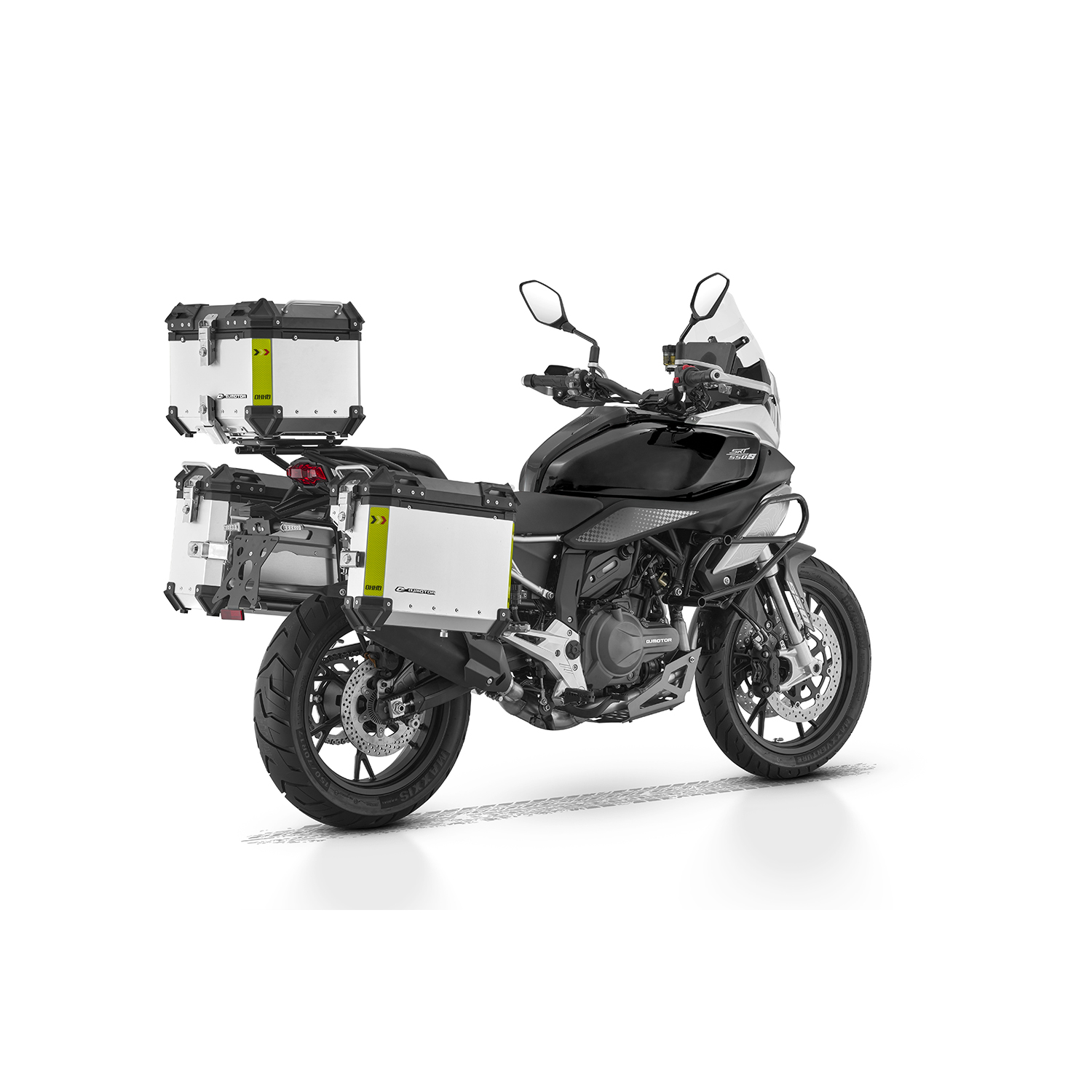 QJMOTOR SRT 600S SU DAIKTADĖŽĖMIS JUODA/SIDABRINĖ PILKA